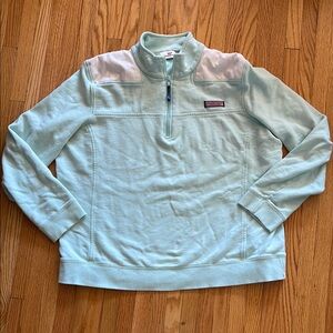 Vineyard Vines Embroidered Light Blue Quarter-Zip Pullover